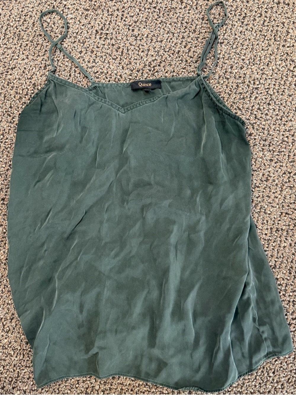 Quince Silk Blend Forrest Green Tank Top size medium